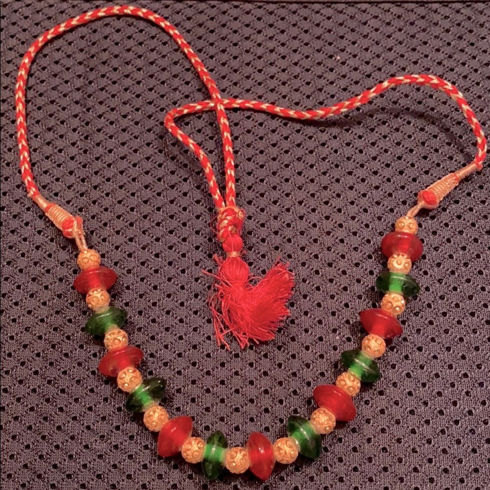 Red and green necklace